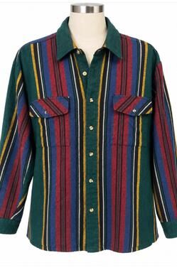 Vintage Back Packer Sportswear Striped Shirt Jacket Shacket Acrylic Made Korea